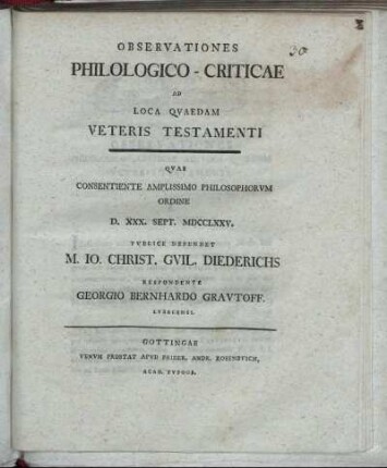 Observationes Philologico-Criticae Ad Loca Quaedam Veteris Testamenti