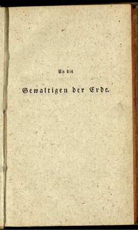 An die Gewaltigen der Erde.