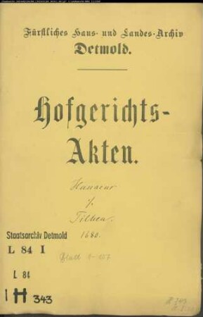Hunaeus, Christian zu Detmold gegen Franz Tilhen zu Leese - Schuldforderung