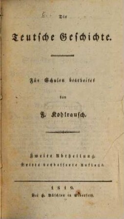 Die deutsche Geschichte, Zweite Abtheilung