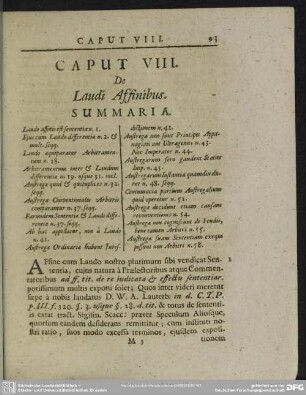 Caput VIII. De Laudi Affinibus