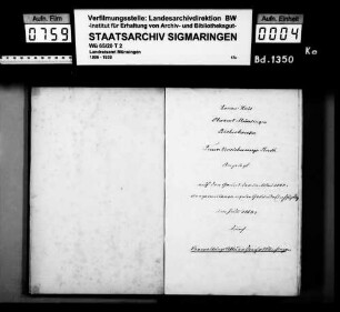 Feuerversicherungsbuch in Bichishausen, angelegt 1868 vom Verwaltungsaktuar Haag, fortgeführt bis 1871, mit alphabetischem Namensregister