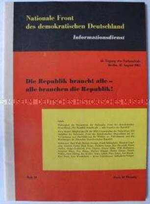 "Informationsdienst" der Nationalen Front u.a. mit dem Wahlaufruf zu den Volkskammerwahlen 1963