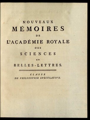 Classe De Philosophie Spéculative