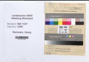 Entnazifizierung Georg Remmers , geb. 04.11.1902 (Zollsekretaer)
