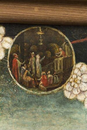 Marienaltar — Medaillon mit Christus disputiert mit den Schrifgelehrten im Tempel