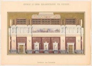 Preußisches Parlament, Berlin Schinkelwettbewerb 1868: Aufriss Längswand des Festsaales; Maßstabsleiste