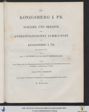 Königsberg i. Pr. : Schädel und Skelete der anthropologischen Sammlungen zu Königsberg i. Pr.