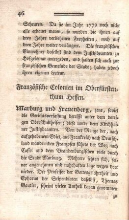Französische Colonien im Oberfürstenthum Hessen.