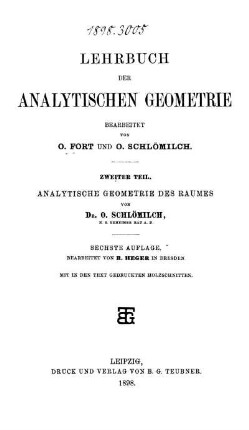 Teil 2: Lehrbuch der analytischen Geometrie. Zweiter Teil