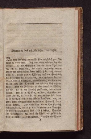 1. Bedeutung des geschichtlichen Unterichts.