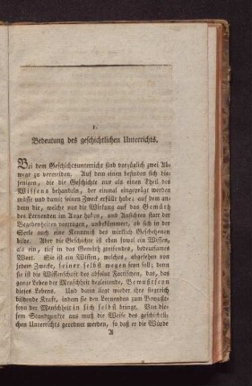 1. Bedeutung des geschichtlichen Unterichts.