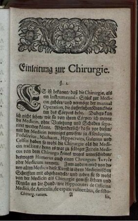 Einleitung zur Chirurgie.