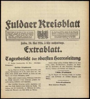 Ausgabe vom Samstag, den 20. Mai 1916.
