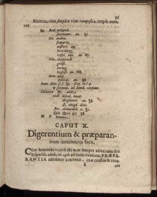 Caput X. Digerentium & præparantium mentionem facit.
