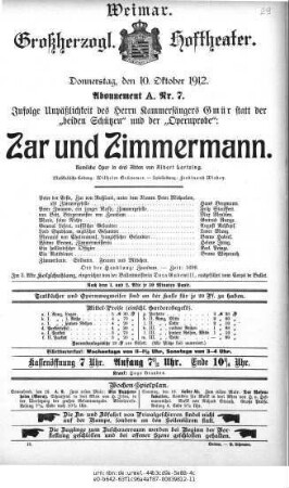 Zar und Zimmermann