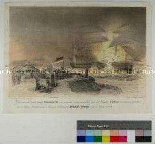 Zerstörung des dänischen Linienschiffes "Christian VIII." am 5. April 1849