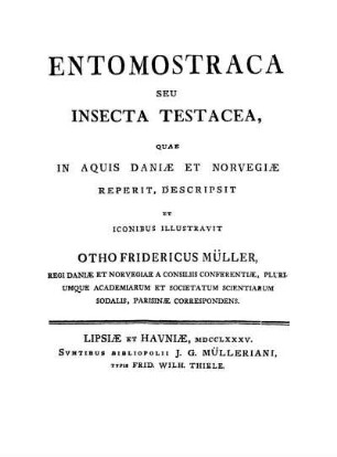Entomostraca seu insecta testacea, quae in aquis Daniae et Norvegiae reperit