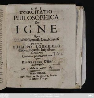 Exercitatio Philosophica De Igne