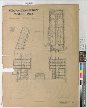 Münster (Münster) Regierung Bl. 2 Grundriß tiefes Erdgeschoß 1953 1 : 100 94 x 71 Zeichnung Hochbauamt Münster