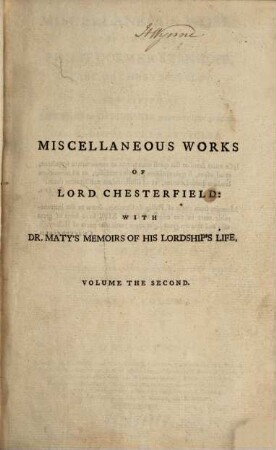 Miscellaneous works : Consisting of letters to his friends, never before printed, and various other articles, 2 (1777)