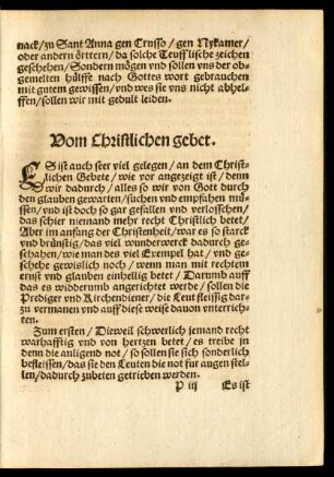 Vom Christlichen gebet.