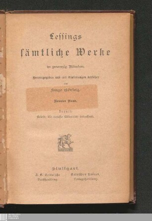 9: Briefe, die neueste Litteratur betreffend