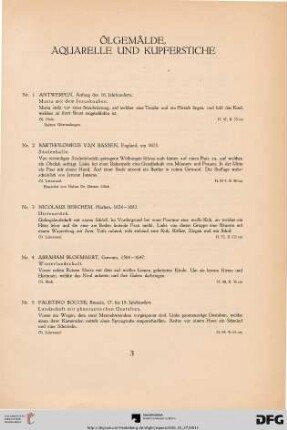 Ölgemälde – Aquarelle – Kupferstiche (Nr. 1-75)