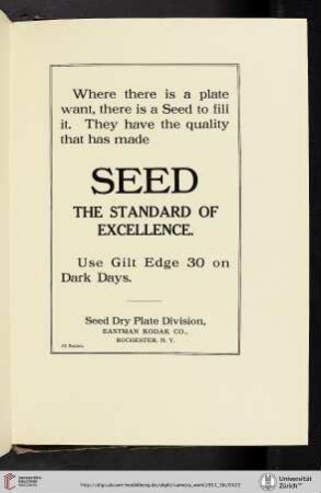 Seed Dry Plate Division, Eastman Kodak Co. [Plates]