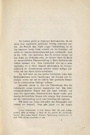 Beiträge zur Geschichte der Lotterie und zum heutigen Lotterierechte