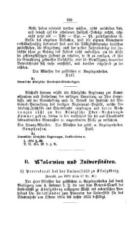 Prorectorat bei der Universität zu Königsberg : [II. Akademien und Universitäten]