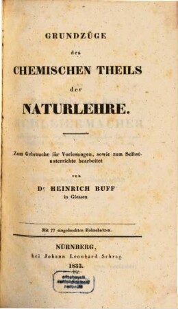 Grundzüge des chemischen Theils der Naturlehre