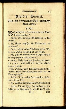 Viertes Kapitel. Von der Schwangerschaft und ihren Kennzeichen.