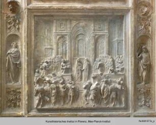 Gipsabguss von Ghibertis Paradiestüren des Florentiner Baptisteriums : Szenen mit Salomon und der Königin von Saba