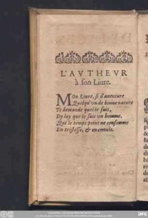 L'Autheur à son Livre.