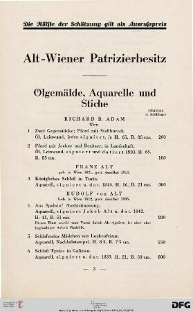 Ölgemälde, Aquarelle und Stiche (Nr. 1-149)