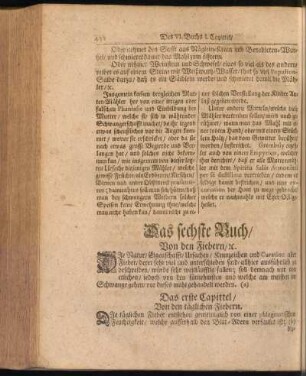 Das sechste Buch, Von den Fiebern, &c.