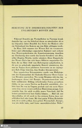 Berufung Zum Oberkommandanten Der Ungarischen Honvéd 1848