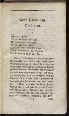 Erste Abtheilung. Predigten