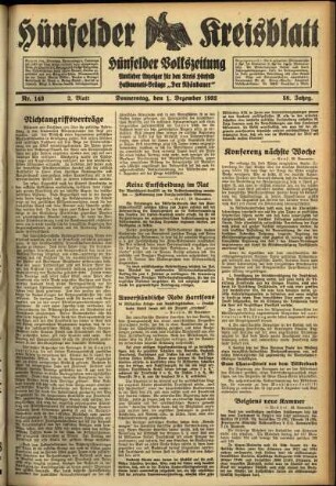 Zweite Ausgabe vom Donnerstag, den 01. Dezember 1932.