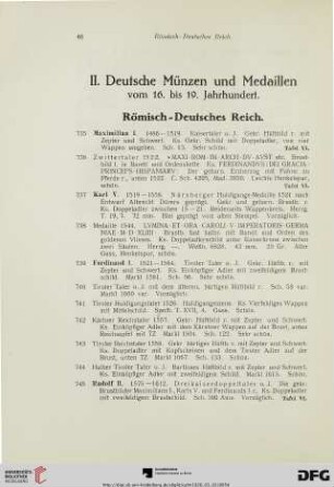 II. Deutsche Münzen und Medaillen vom 16. bis 19. Jahrhundert (Nr. 735-1624)