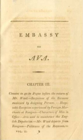 Chapter III. Consent to go to Pegue before the return of Mr. Wood ...