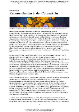 Kommunikation in der Coronakrise