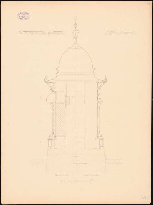 Wettersäule für den Schlossplatz, Berlin Monatskonkurrenz November 1886: 2 Schnitte 1:10