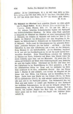 638-639 [Rezension] Cathrein, Victor, Glauben und Wissen