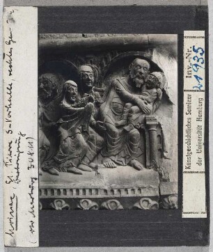 Moissac: Abteikirche St. Pierre, Südvorhalle, Portal, rechtes Gewände, Darbringung im Tempel