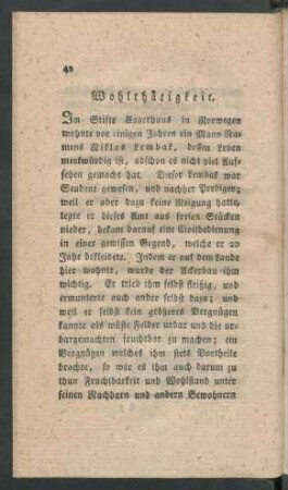 Wohlthätigkeit