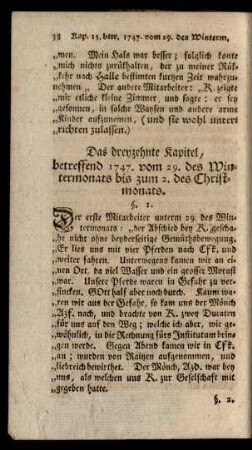 Das dreyzehnte Kapitel, betreffend 1747. vom 29. des Wintermonats bis zum 2. des Christmonats