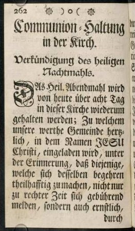 262-265, Verkündigung des heiligen Nachtmahls.