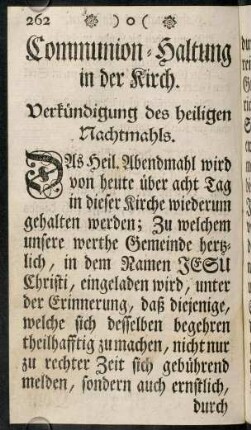 262-265, Verkündigung des heiligen Nachtmahls.